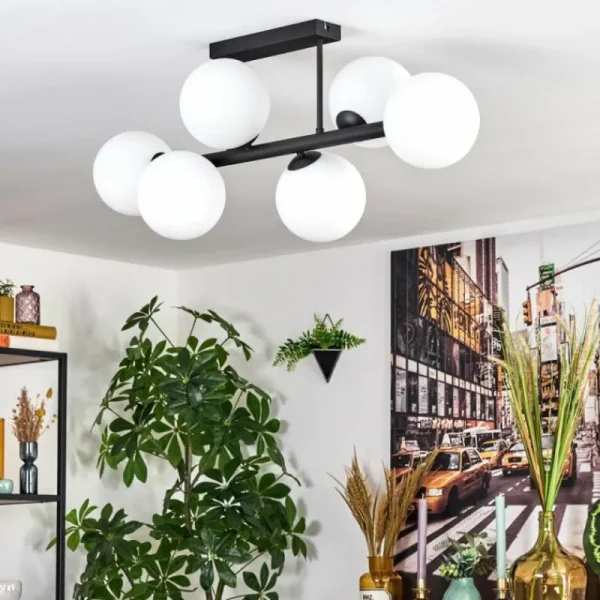 hofstein Gastor Plafonnier, Boule lumineuse Blanc, 6 lumières* Lampes En Verre