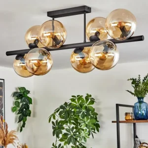 hofstein Gastor Plafonnier, Boule lumineuse Ambre, 8 lumières* Lampes En Verre
