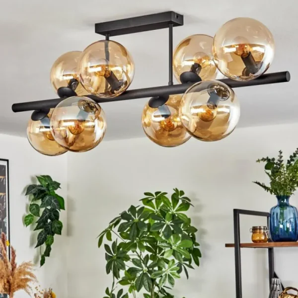 hofstein Gastor Plafonnier, Boule lumineuse Ambre, 8 lumières* Lampes En Verre