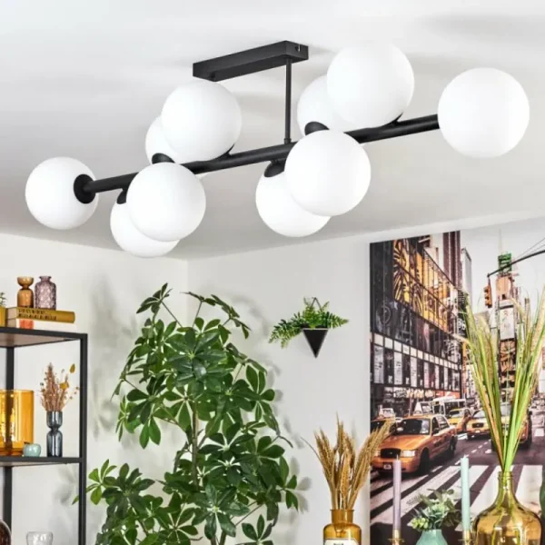 hofstein Gastor Plafonnier, Boule lumineuse Blanc, 10 lumières* Lampes En Verre