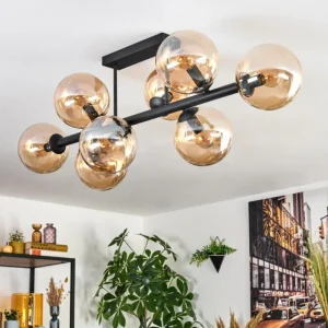 hofstein Gastor Plafonnier, Boule lumineuse Ambre, 8 lumières* Lampes En Verre