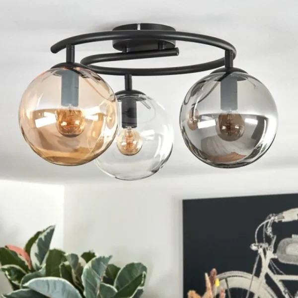 hofstein Gastor Plafonnier, Boule lumineuse 37 cm Ambre, Clair, Fumé, 3 lumières* Lampes Modernes
