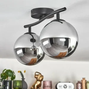 hofstein Gastor Plafonnier, Boule lumineuse Chrome, Fumé, 2 lumières* Lampes Modernes