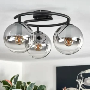 hofstein Gastor Plafonnier, Boule lumineuse Clair, Fumé, 3 lumières* Lampes Modernes