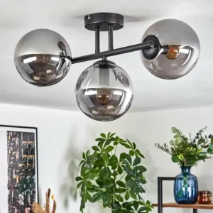 hofstein Gastor Plafonnier, Boule lumineuse Fumé, 3 lumières* Lampes Modernes