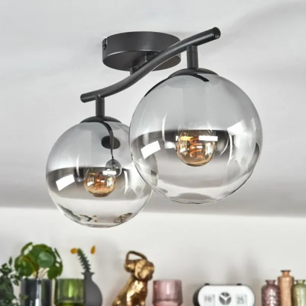 hofstein Gastor Plafonnier, Boule lumineuse Clair, Fumé, 2 lumières* Lampes Modernes
