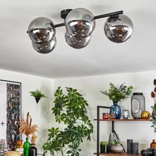 hofstein Gastor Plafonnier, Boule lumineuse Fumé, 5 lumières* Lampes Modernes
