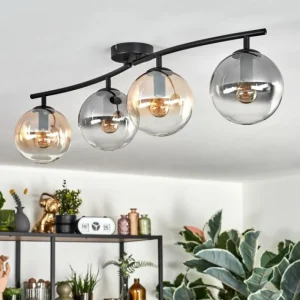 hofstein Gastor Plafonnier, Boule lumineuse Ambre, Clair, Fumé, 4 lumières* Lampes Modernes