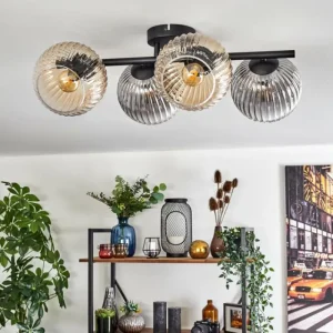 hofstein Gastor Plafonnier, Boule lumineuse Ambre, Clair, Fumé, 4 lumières* Lampes Modernes