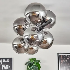 hofstein Gastor Plafonnier, Boule lumineuse Fumé, 8 lumières* Lampes Modernes