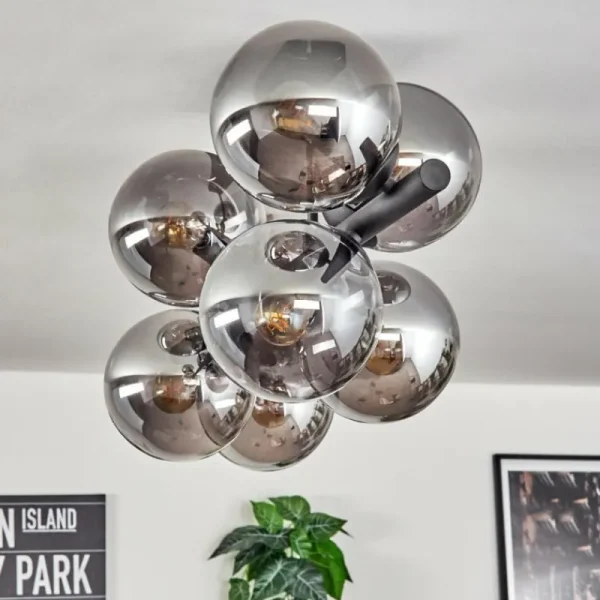 hofstein Gastor Plafonnier, Boule lumineuse Fumé, 8 lumières* Lampes Modernes