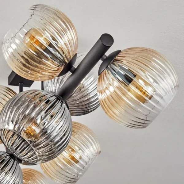 hofstein Gastor Plafonnier, Boule lumineuse Ambre, Clair, Fumé, 10 lumières* Lampes Modernes