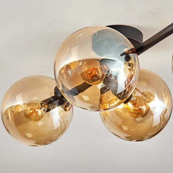 hofstein Gastor Plafonnier, Boule lumineuse Ambre, 4 lumières* Lampes En Verre