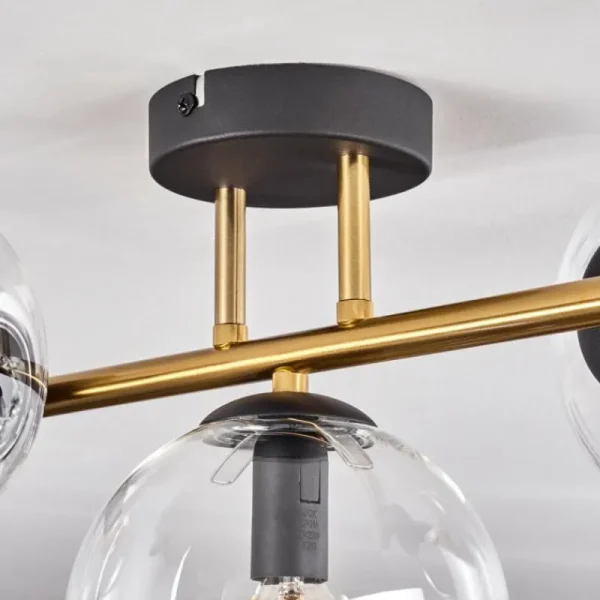hofstein Gastor Plafonnier, Boule lumineuse 42 cm Or, Noir, 3 lumières* Lampes En Verre