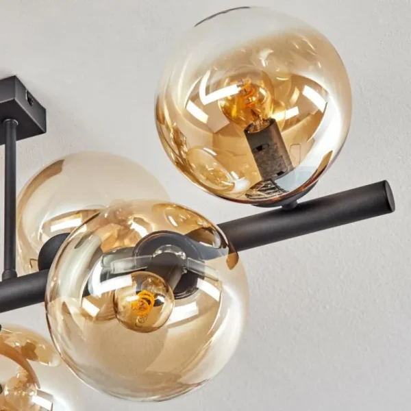 hofstein Gastor Plafonnier, Boule lumineuse Ambre, Clair, 8 lumières* Lampes En Verre