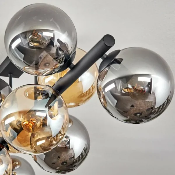 hofstein Gastor Plafonnier, Boule lumineuse Ambre, Fumé, 10 lumières* Lampes Modernes