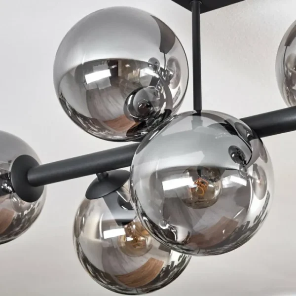 hofstein Gastor Plafonnier, Boule lumineuse Fumé, 8 lumières* Lampes Modernes