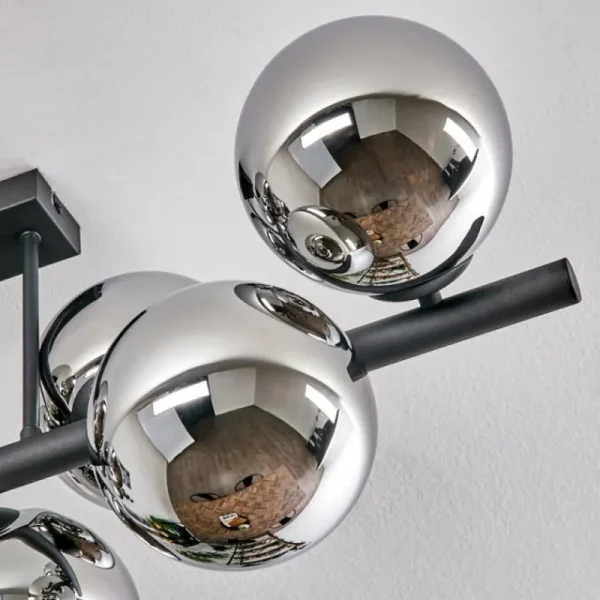hofstein Gastor Plafonnier, Boule lumineuse Chrome, Fumé, 8 lumières* Lampes Modernes