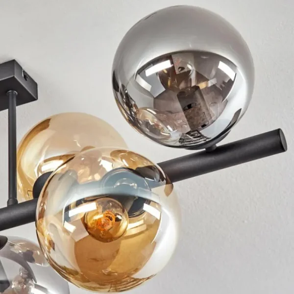 hofstein Gastor Plafonnier, Boule lumineuse Ambre, Fumé, 8 lumières* Lampes Modernes