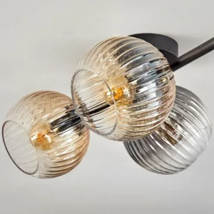 hofstein Gastor Plafonnier, Boule lumineuse Ambre, Clair, Fumé, 4 lumières* Lampes Modernes