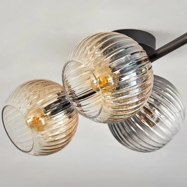 hofstein Gastor Plafonnier, Boule lumineuse Ambre, Clair, Fumé, 4 lumières* Lampes Modernes