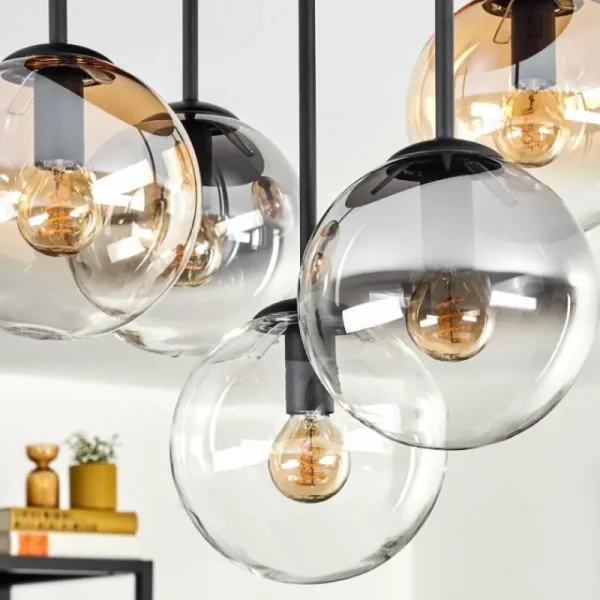 hofstein Gastor Plafonnier, Boule lumineuse 45 cm Ambre, Clair, Fumé, 5 lumières* Lampes Modernes
