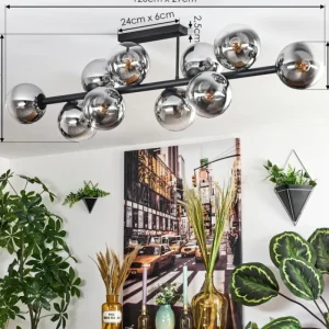 hofstein Gastor Plafonnier, Boule lumineuse Chrome, Clair, Fumé, 10 lumières* Lampes Modernes