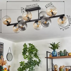 hofstein Gastor Plafonnier, Boule lumineuse Ambre, Clair, Fumé, 10 lumières* Lampes Modernes