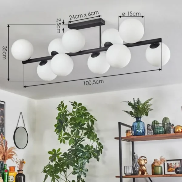 hofstein Gastor Plafonnier, Boule lumineuse Blanc, 10 lumières* Lampes En Verre