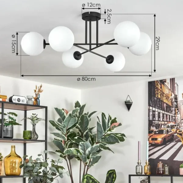 hofstein Gastor Plafonnier, Boule lumineuse Blanc, 6 lumières* Lampes En Verre