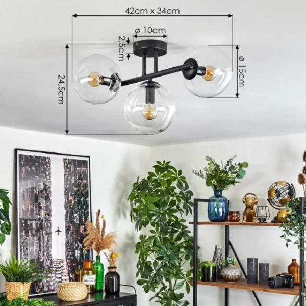 hofstein Gastor Plafonnier, Boule lumineuse Clair, 3 lumières* Lampes En Verre