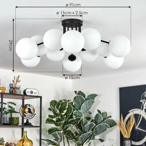 hofstein Gastor Plafonnier, Boule lumineuse Blanc, 12 lumières* Lampes En Verre