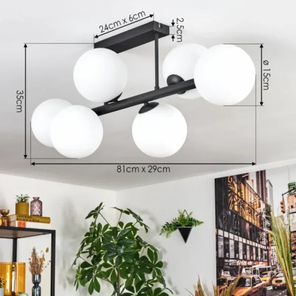 hofstein Gastor Plafonnier, Boule lumineuse Blanc, 6 lumières* Lampes En Verre