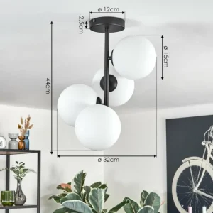 hofstein Gastor Plafonnier, Boule lumineuse Transparent, 4 lumières* Lampes En Verre