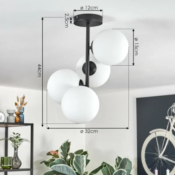 hofstein Gastor Plafonnier, Boule lumineuse Transparent, 4 lumières* Lampes En Verre