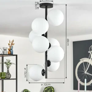 hofstein Gastor Plafonnier, Boule lumineuse Transparent, 8 lumières* Lampes En Verre