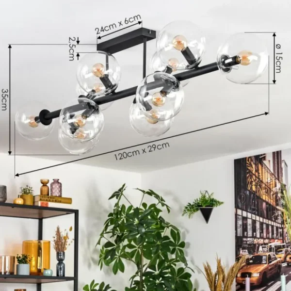 hofstein Gastor Plafonnier, Boule lumineuse Clair, 10 lumières* Lampes En Verre