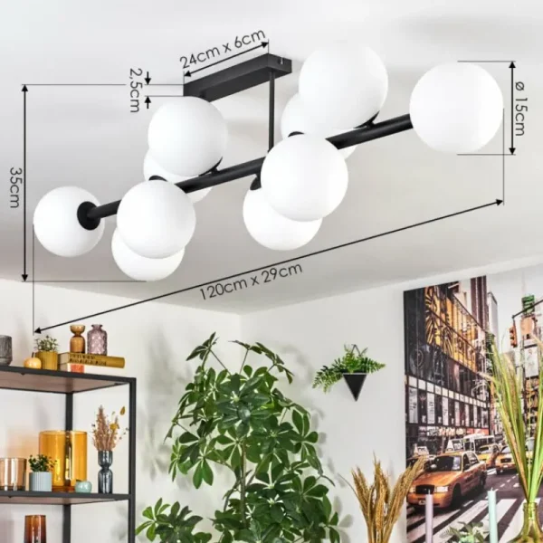 hofstein Gastor Plafonnier, Boule lumineuse Blanc, 10 lumières* Lampes En Verre