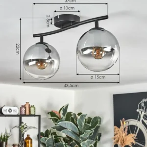 hofstein Gastor Plafonnier, Boule lumineuse Clair, Fumé, 2 lumières* Lampes Modernes