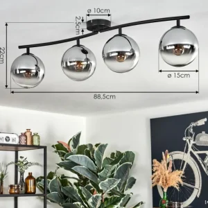 hofstein Gastor Plafonnier, Boule lumineuse Chrome, Clair, Fumé, 4 lumières* Lampes Modernes