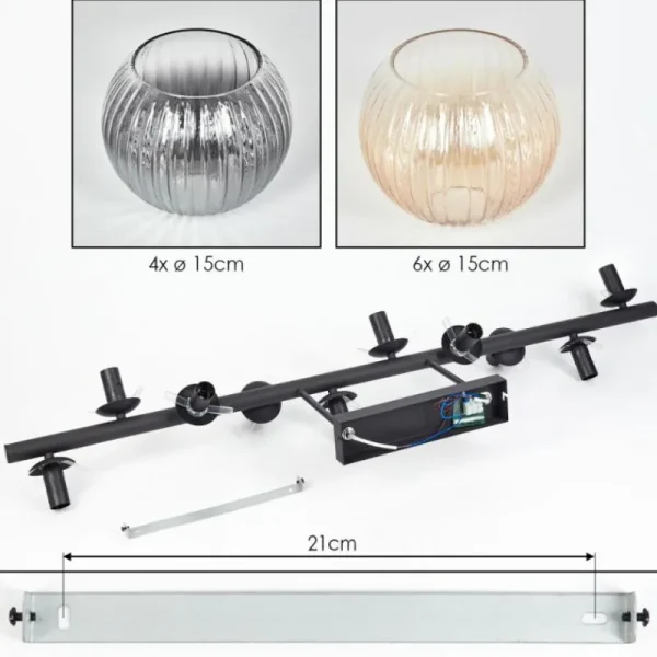 hofstein Gastor Plafonnier, Boule lumineuse Ambre, Clair, Fumé, 10 lumières* Lampes Modernes
