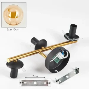 hofstein Gastor Plafonnier, Boule lumineuse 42 cm Or, Noir, 3 lumières* Lampes En Verre