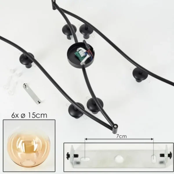 hofstein Gastor Plafonnier, Boule lumineuse Ambre, Clair, 6 lumières* Lampes En Verre