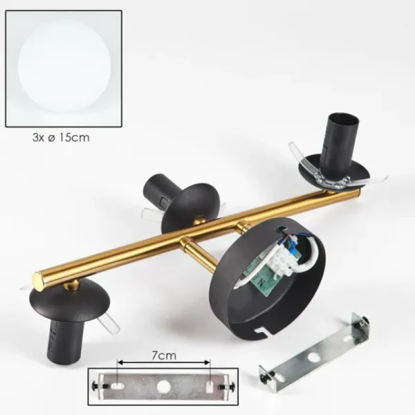 hofstein Gastor Plafonnier, Boule lumineuse 42 cm Or, Noir, 3 lumières* Lampes En Verre