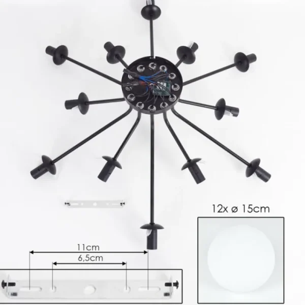 hofstein Gastor Plafonnier, Boule lumineuse Blanc, 12 lumières* Lampes En Verre