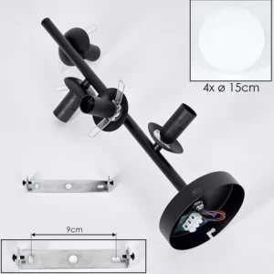 hofstein Gastor Plafonnier, Boule lumineuse Transparent, 4 lumières* Lampes En Verre