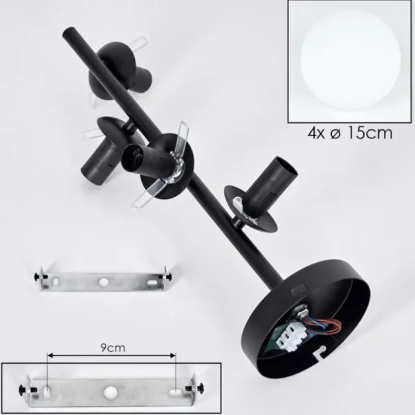 hofstein Gastor Plafonnier, Boule lumineuse Transparent, 4 lumières* Lampes En Verre