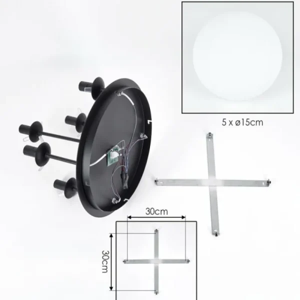 hofstein Gastor Plafonnier, Boule lumineuse 45 cm Blanc, 5 lumières* Lampes En Verre
