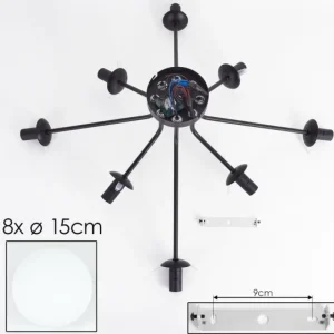 hofstein Gastor Plafonnier, Boule lumineuse 87 cm Blanc, 8 lumières* Lampes En Verre