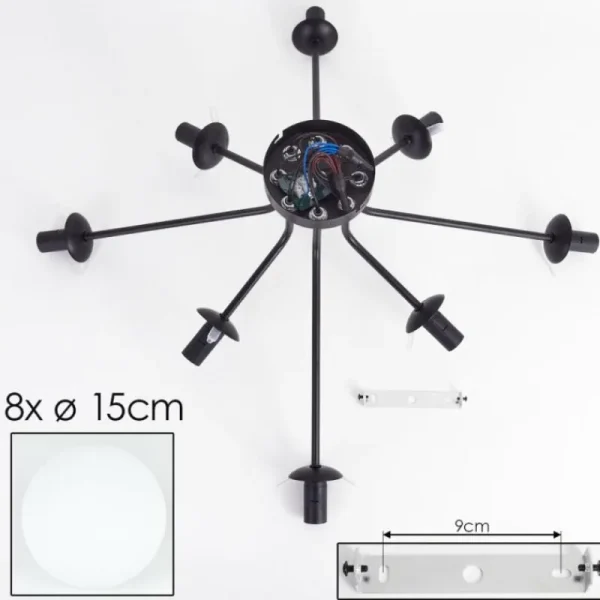 hofstein Gastor Plafonnier, Boule lumineuse 87 cm Blanc, 8 lumières* Lampes En Verre
